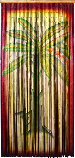 bamboo bead curtain with banana tree