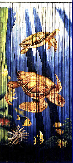 bamboo bead curtain with sea turtles