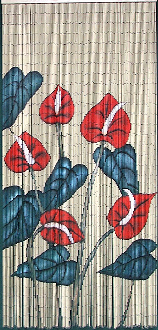 bamboo curtain with anthurium flowers