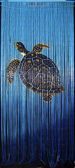 Bamboo doorway beads curtain with Hawaiian sea turtle