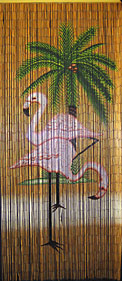 bamboo curtain with flamingos